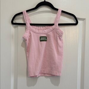 Daily Drills!!! XS/S Baby Pink Pointelle Ribbed Tank